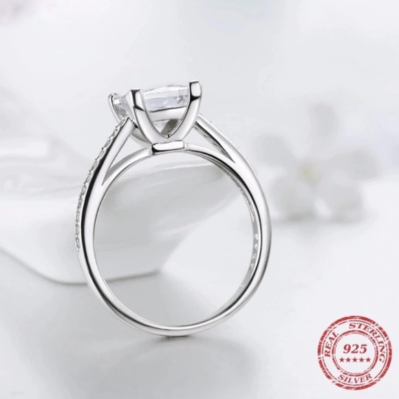 Princess Cut 925 Silver 0.76Ct Engagement CZ Ring - Picture 10 of 15